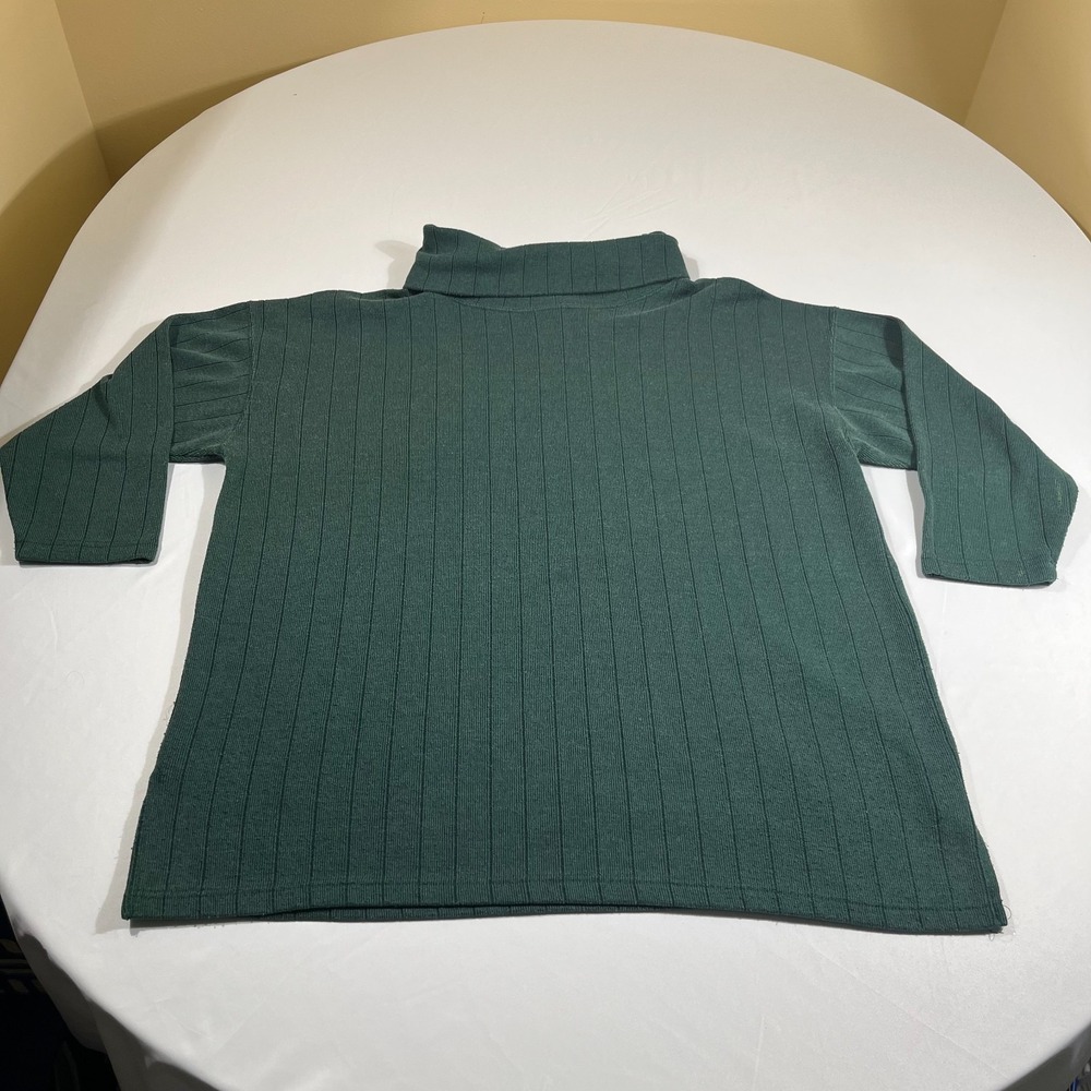 Forelli Vintage 90s Ribbed Turtleneck Sweater Top Green Plus Size 18/20